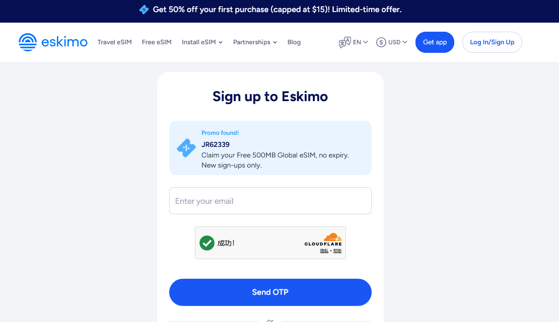 GG卡GG了,怎么办?来看看新加坡 Eskimo eSIM 套餐免费注册+白送500MB全球(包括国内)流量